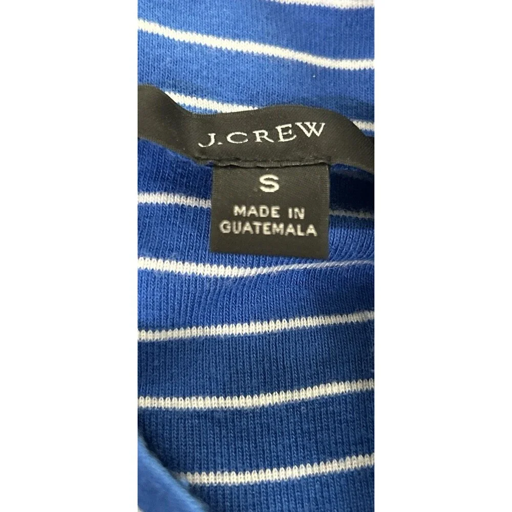 J. Crew Womens S Top Mockneck Blue White Striped Long Sleeve 100% Cotton